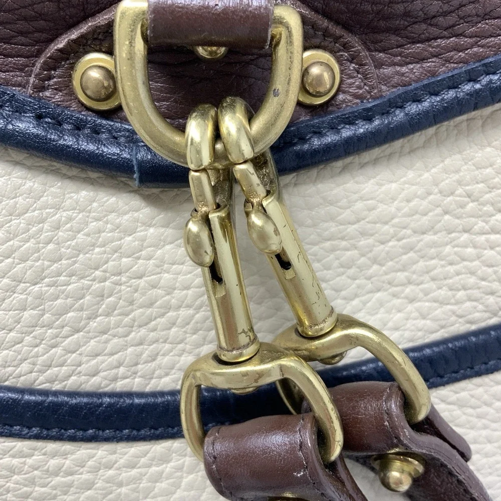 Vintage Dooney & Bourke Teton Cream & Brown Pebbled Leather Backpack Rare‎ USA
